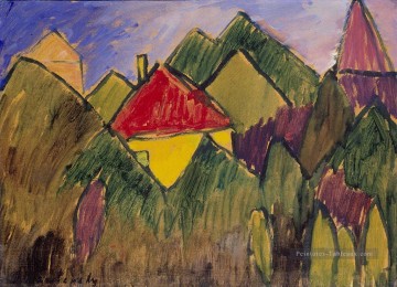rote giebel rote d cher 1910 Alexej von Jawlensky Expressionism Peinture à l'huile